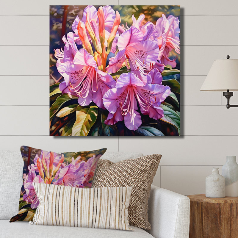 Fleurs de rhododendron mauve sur toile, H 30 po x l 30 po x P 1 po, Toile tendue