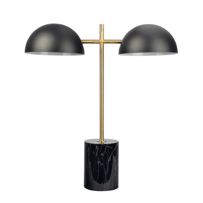 Lampe de table noire Nova Nova avec interrupteur marche / arrêt et base double en faux marbre