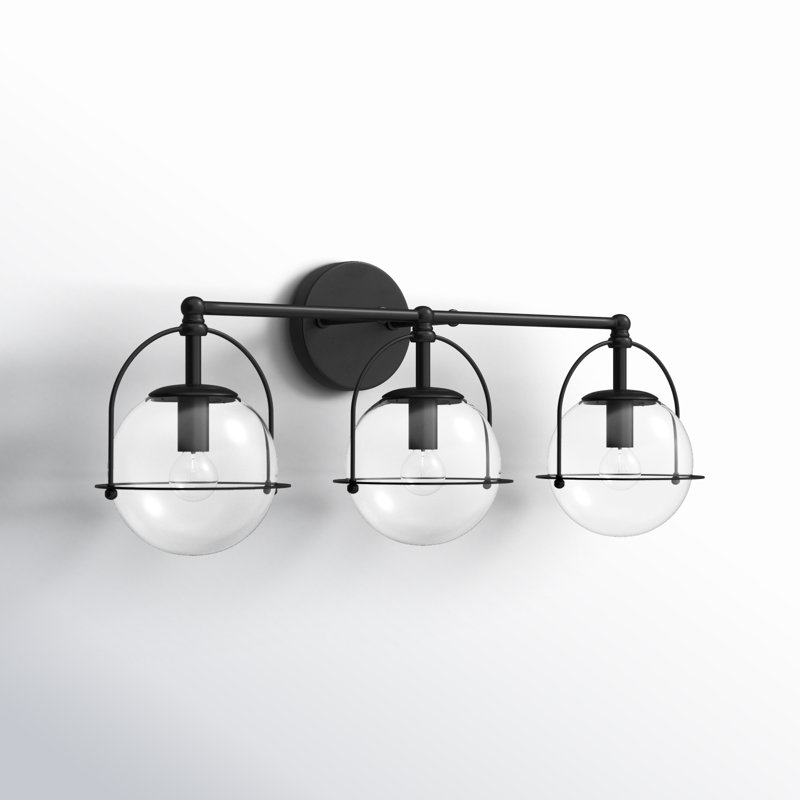 Moors 3 Light Transparent Dimmable Vanity Light, Matte Black