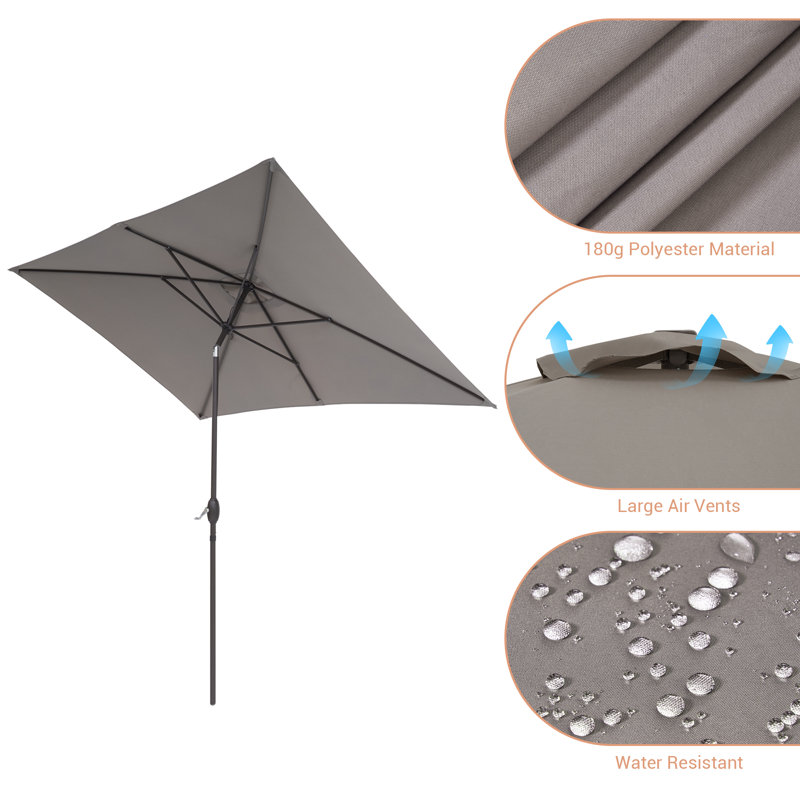 Parasol de marché rectangulaire 10' x 6,5', Gris