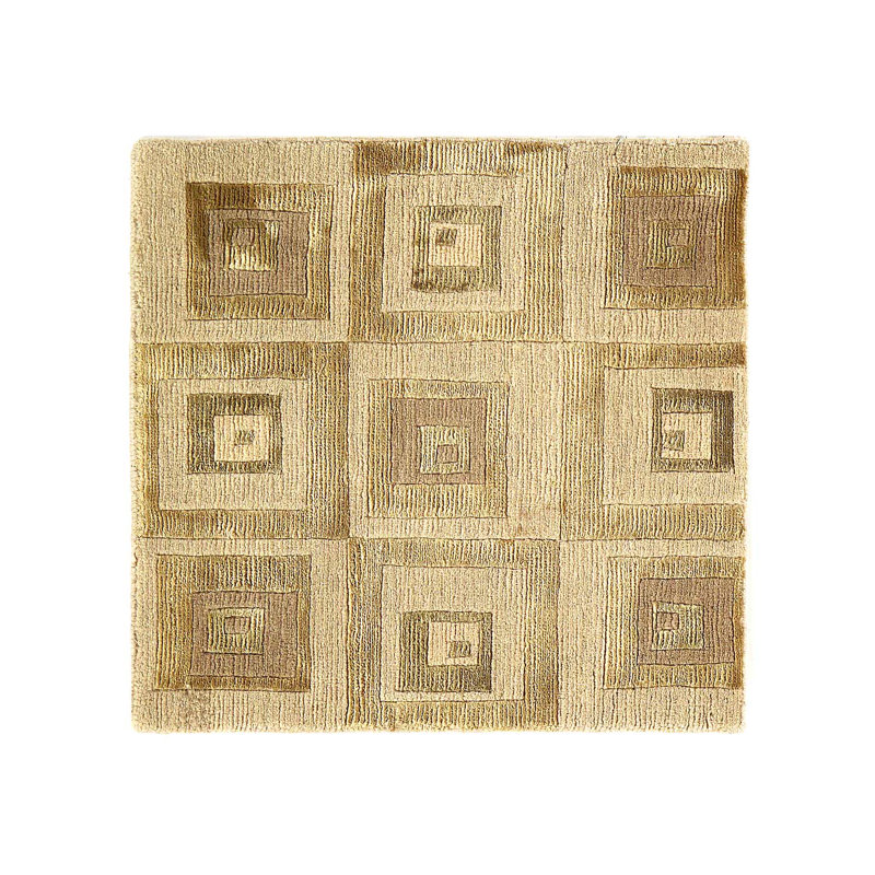 Tapis moderne en laine et soie V. noué à la main fine 1 pi 4 po x 1 pi 5 po