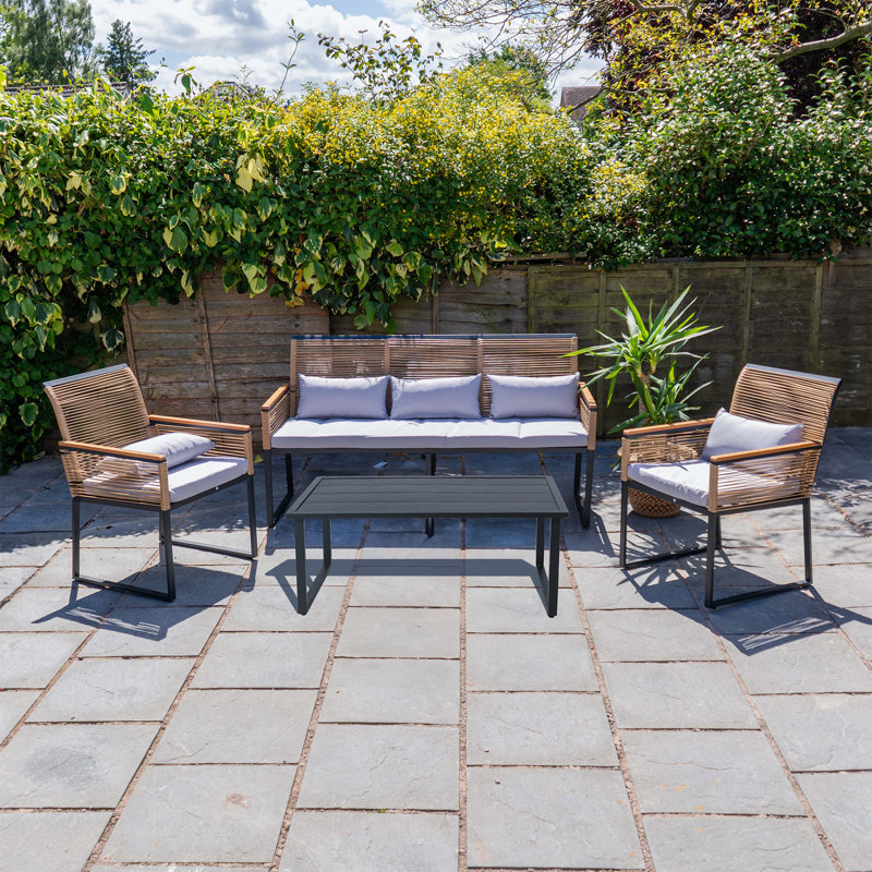 Tuscany 5 Seater Metal and Wicker Sofa Set with Cushions