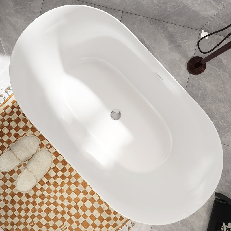 51'' x 27.5'' Soaking Acrylic Bathtub, Gloss White