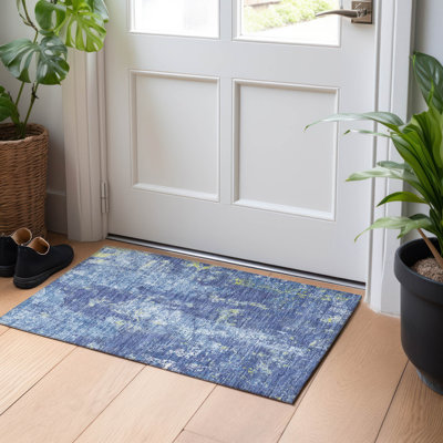 Tapis bleu marine intérieur / extérieur lavable à la machine Christn ACN1391
