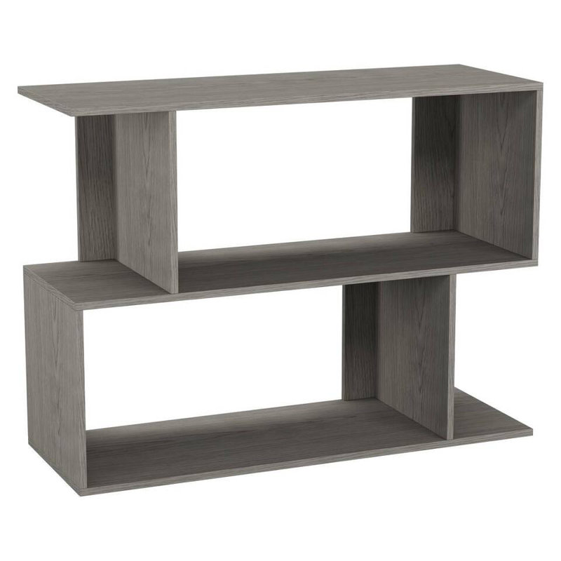 Sulmy Solid Wood Ladder Bookcase, Cedar Grey, (2 Shelves) 80cm H x 80cm W x 29cm D