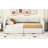 Beige Expandable Upholstered Twin Xl To King Daybed With Pull - Out Drawers, Ergonomic Support For Back And Arm, Soft Fabric Buttoned Drawer Surfaces, Comfortable