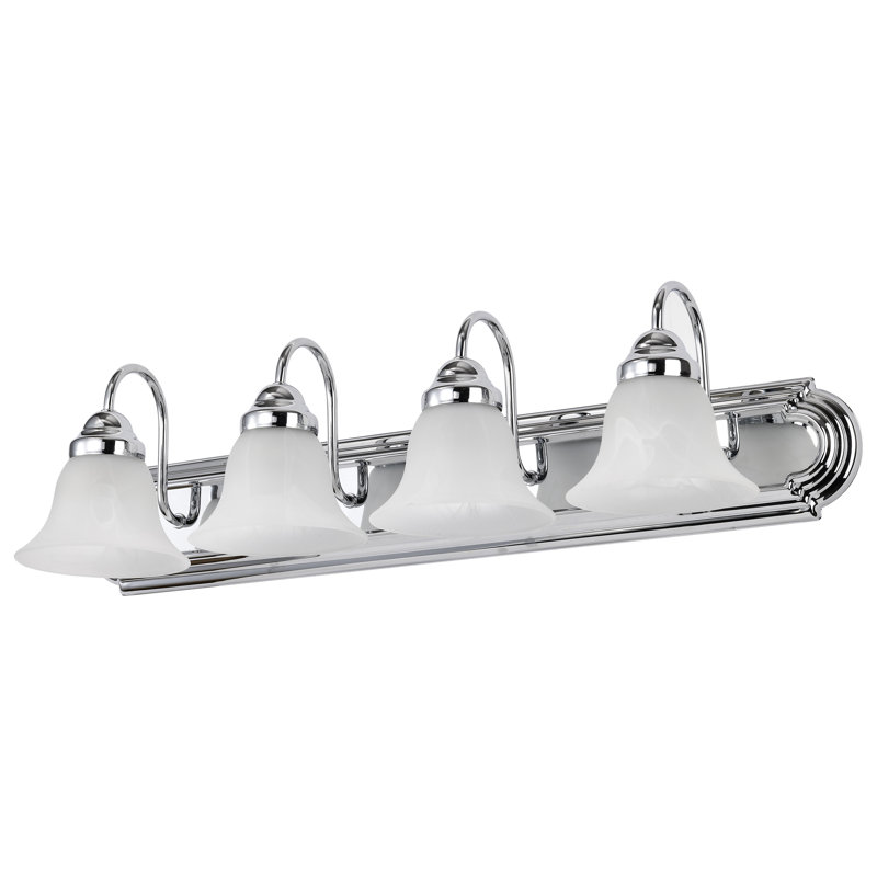 Turcotte 4 - Light Dimmable Vanity Light, 100 Watt, Alabaster, Polished Chrome