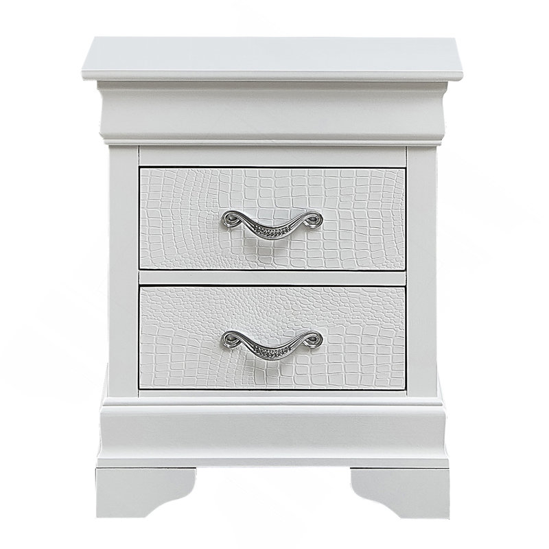 Elegant Transitional Nightstand In Silver Champagne