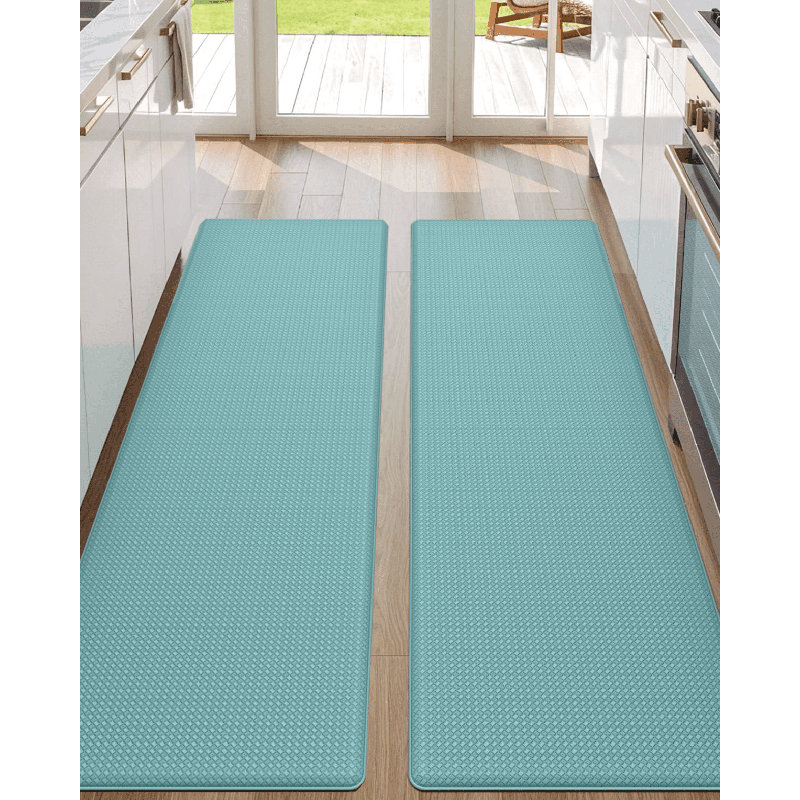 Dionisios Solid Color Water Resistant Anti-Fatigue Non-Skid Kitchen Mat, Black, Runner 17" x 59" & 17" x 59"