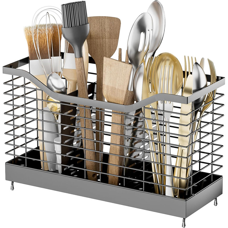 3-grid Utensil Holder For Kitchen Counter