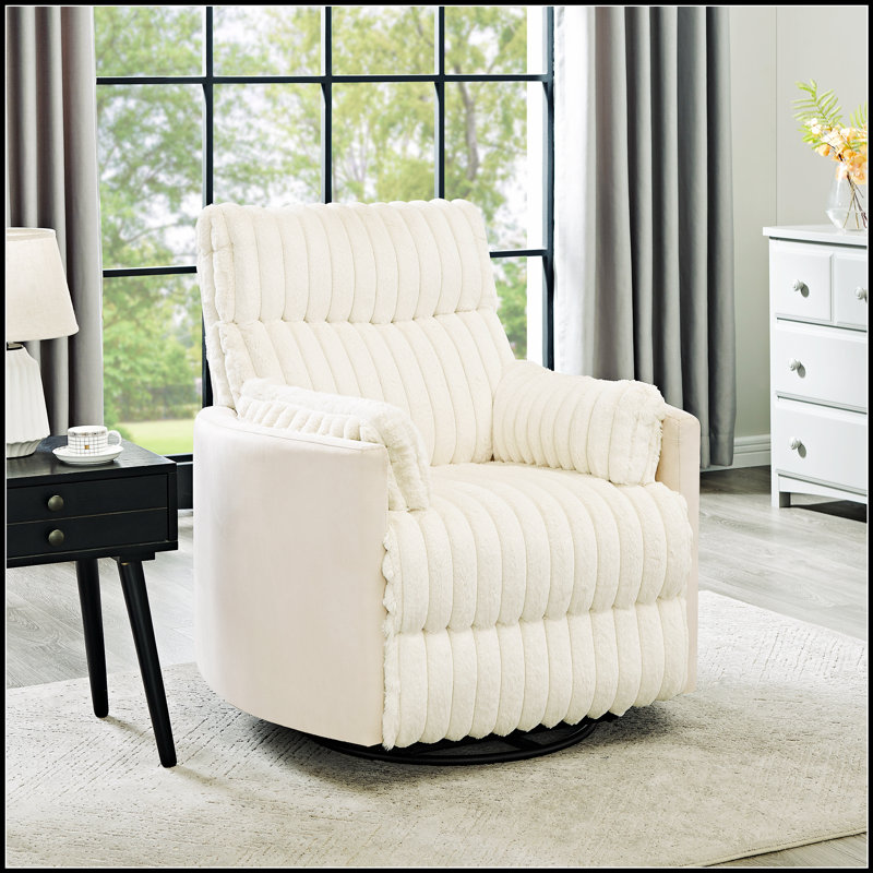 Fauteuil inclinable manuel en velours côtelé avec rembourrage moelleux et conception ergonomique Bocaton, Blanc