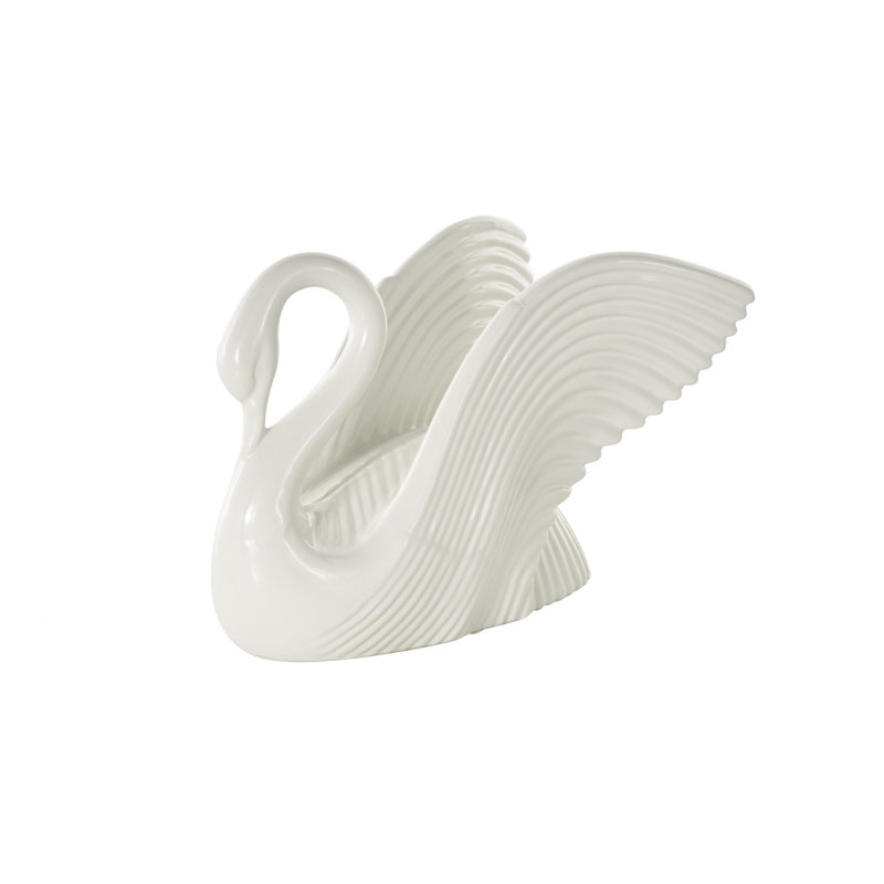 Sculpture cygne en céramique Jadison, Blanc