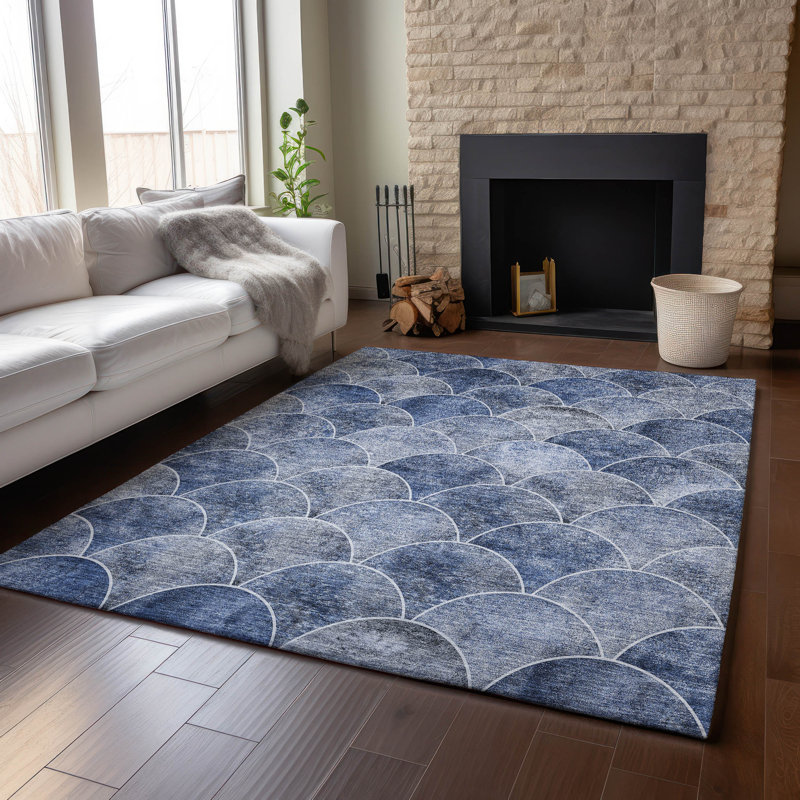 Red Rectangular Washable Synthetic 5' x 7' Rug