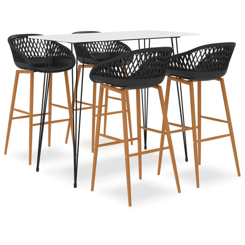 Barksdale 4 - Person Dining Set, White, White/Brown