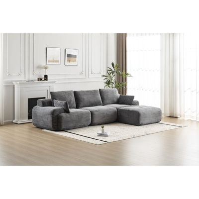 Canapé modulaire en mousse à mémoire de forme haute résilience gris, personnalisable, sans assemblage pour chambre d'amis, 3 places,