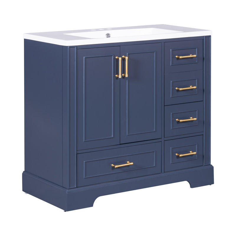Meuble-lavabo traditionnel de 36 pouces, Bleu marine
