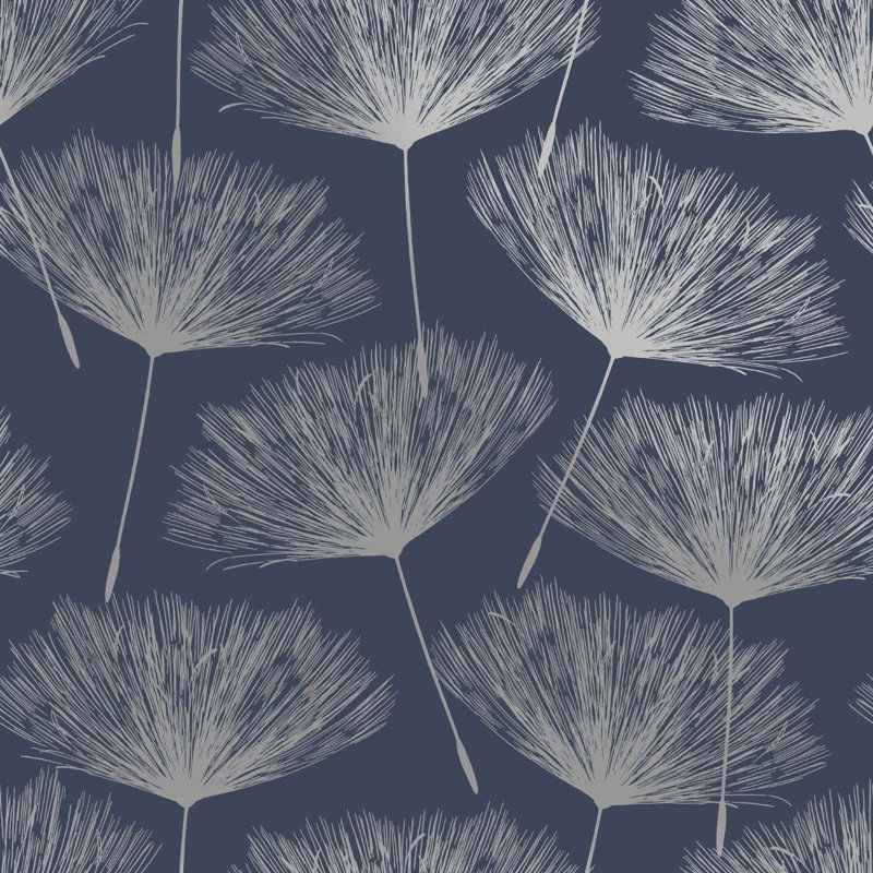 Dutch Wallcoverings Wallpaper Fleur, Navy Blue/Grey