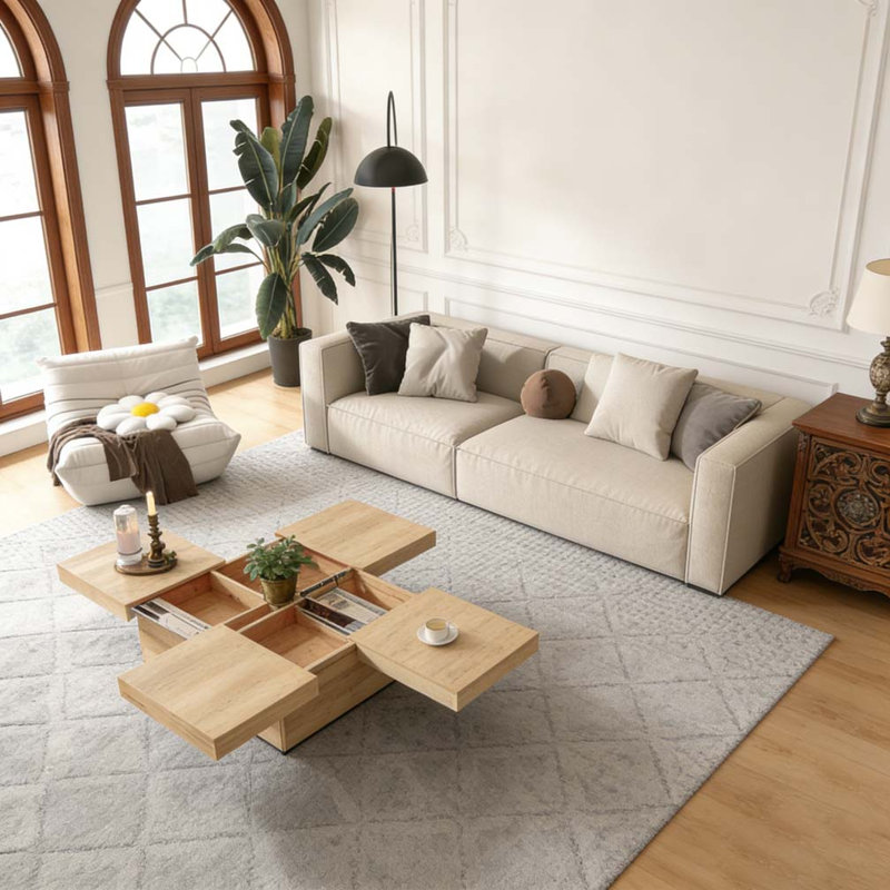Square Veneer Coffee Table, Natural