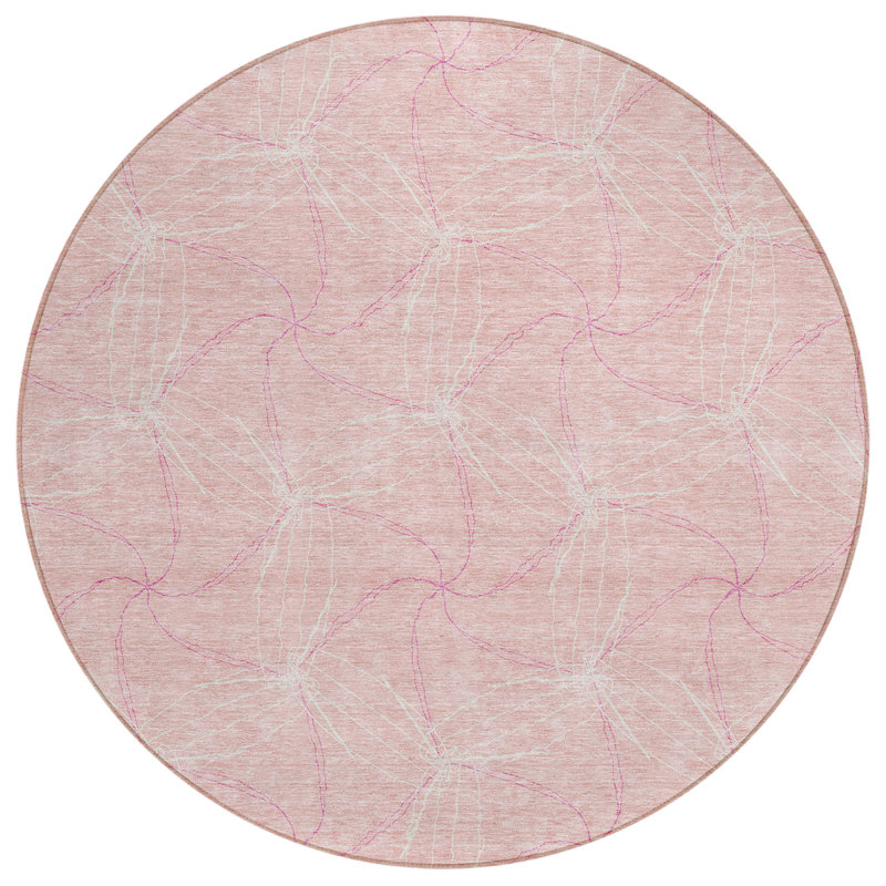 Aquaisha Flatweave Geometric Indoor / Outdoor Rug, Round 8'