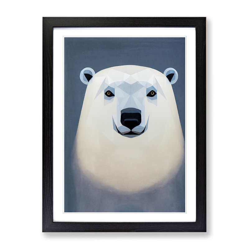 Face Of A Polar Bear - Single Picture Frame Print, Black, 64cm H x 46cm W x 2cm D