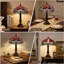 Lampe de table rétro 18,2 "avec ampoule DEL, interrupteur marche / arrêt, éclairage en vitrail fabriqué à la main, pour le bureau personnel, le bureau, la chambre à coucher, le salon, le bureau