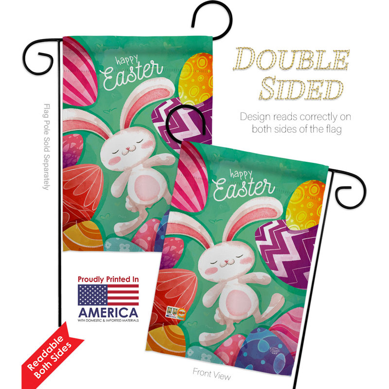 Drapeau de jardin œufs de Pâques en polyester 2 côtés 1 pi 5 po x 1 pi 1 po