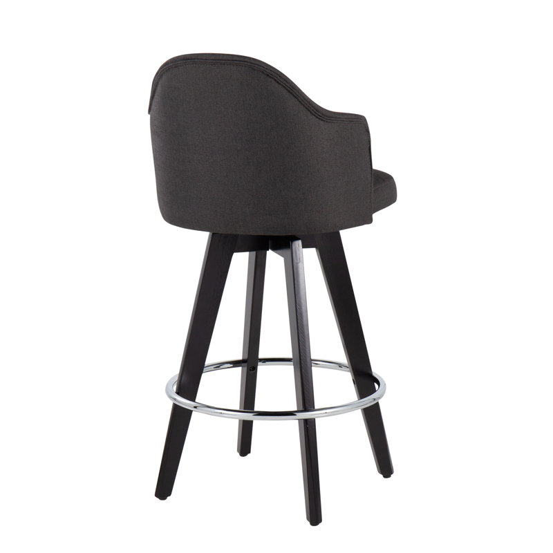 Arabelle Swivel Upholstered Counter Stool, Charcoal