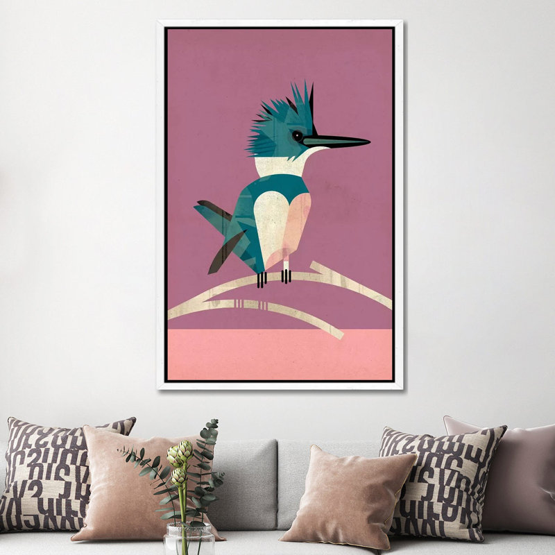Kingfisher by Dieter Braun - Print on Canvas, White Framed, 152.5 cm H x 101.5 cm W
