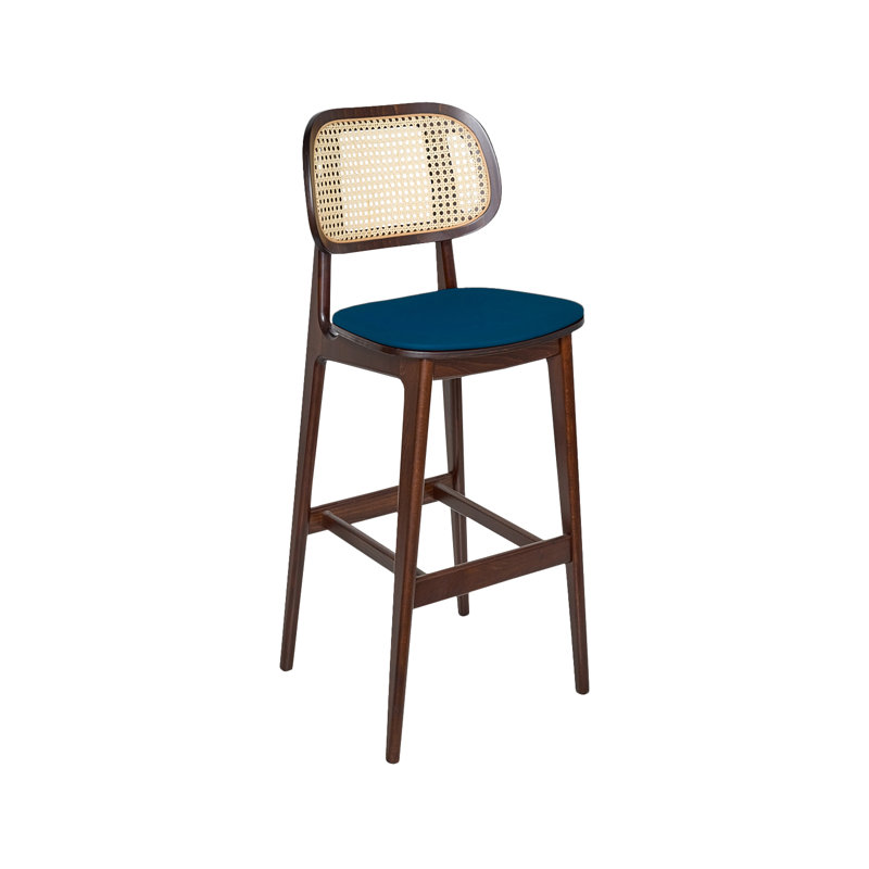 Tabouret 30 "Emma Cane, Brun, Bleu marine