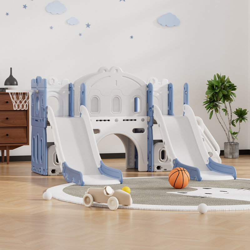 Zoomie Kids Indoor Slide, Blue/Grey
