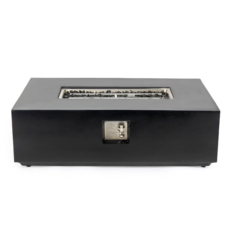 Propane Gas Fire Pit Table, 48-Inch Rectangular, 50000 Output, Smokeless Burning, Push-Button Start, Flame Control, Lava Rocks, Cover, Weather- No Assembly Required