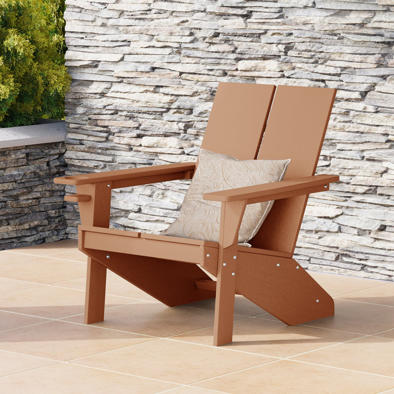 Lollis Weather Resistant Plastic Adirondack Chair, Teak