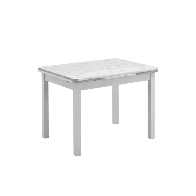 Southsea Extendable Pine Solid Wood Dining Table, White, H74 x L77 x W77cm