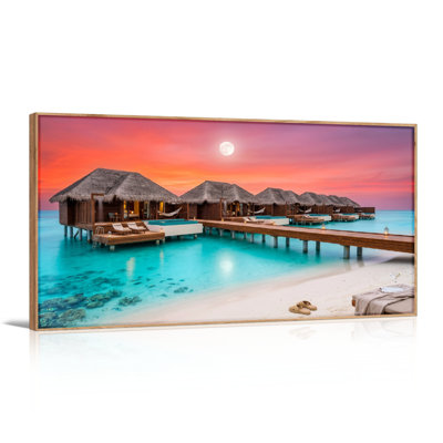Ensemble de 1 tableau sur toile « Coucher de soleil tropical »