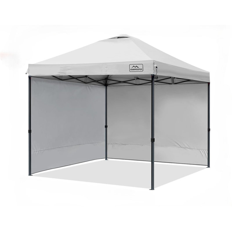 Auvent Kampkeeper 10 x 10 avec 2 parois latérales pour l'extérieur, blanc, Blanc