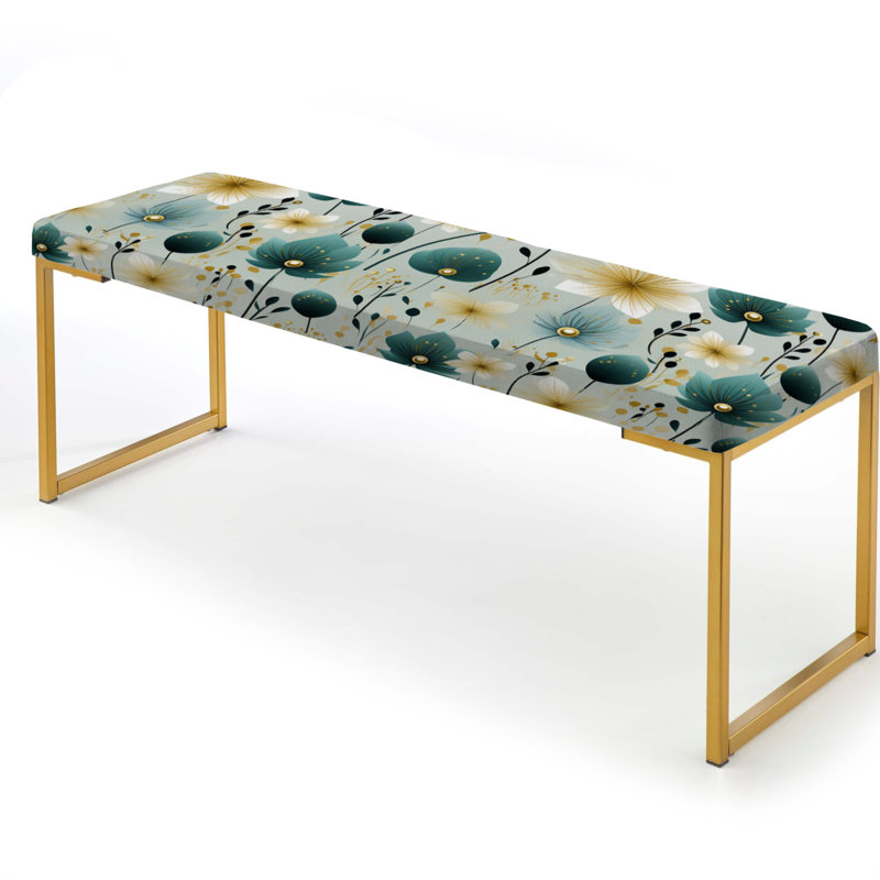 Banc floral rembourré or, Teal & Ivory Coastal Elegance Floral Pattern I