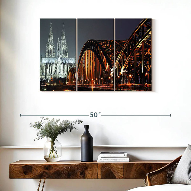 Pont vers la cathédrale de Cologne, H 24 po x l 38 po