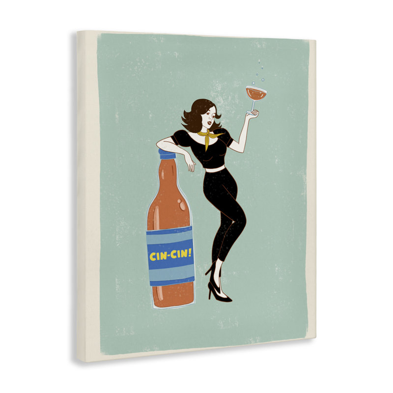 Affiche Cin Cin, affiche italienne rétro, design par Rachel Nieman, H 48 po x l 36 po