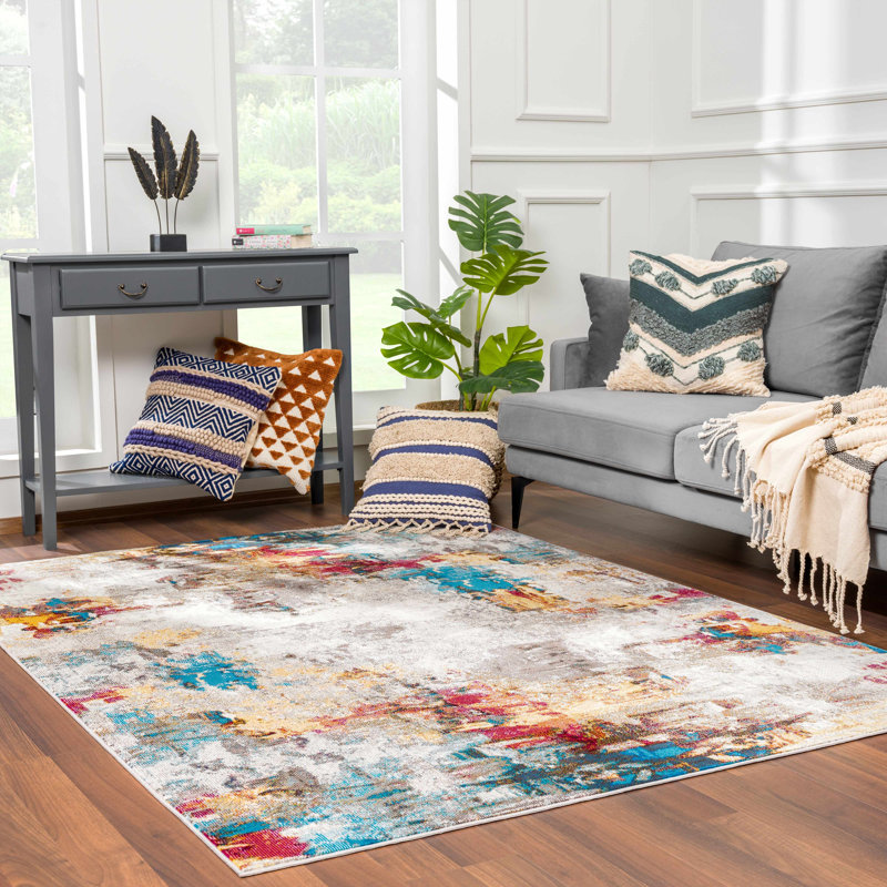 Abstract Indoor Rug, Rectangle 6'7" x 9'