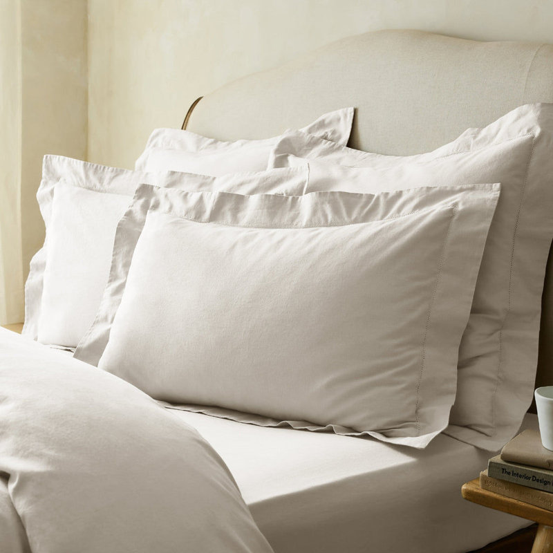 Arber Luxury Linen Blend Oxford Border Superking Pillowcase Pairs, White