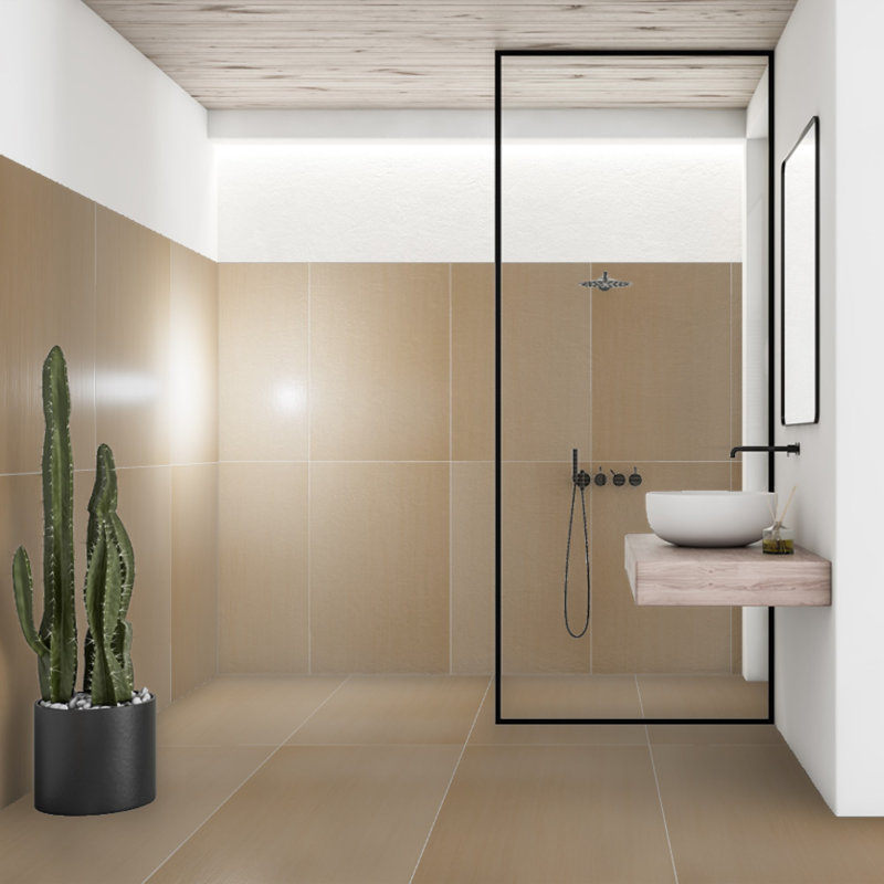 Refinery Semi-Polished 24'' W x 48'' L Porcelain Singular Tile, Caramel