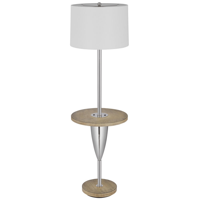 Lockport 61'' Chrome Tray Table Floor Lamp with USB
