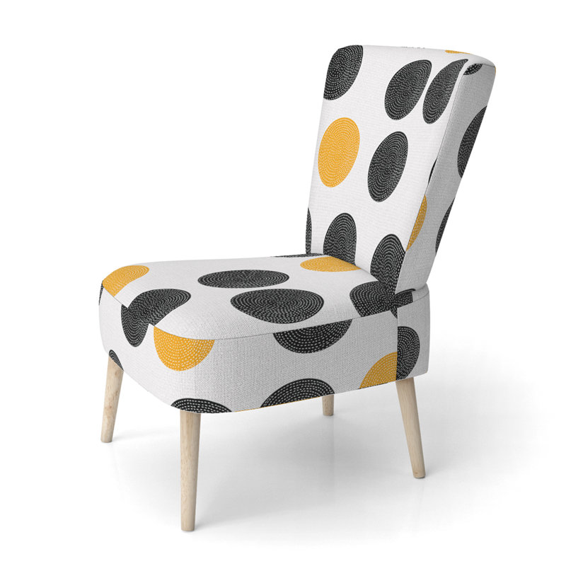 Chaise d'appoint rembourrée à motif jaune et noir