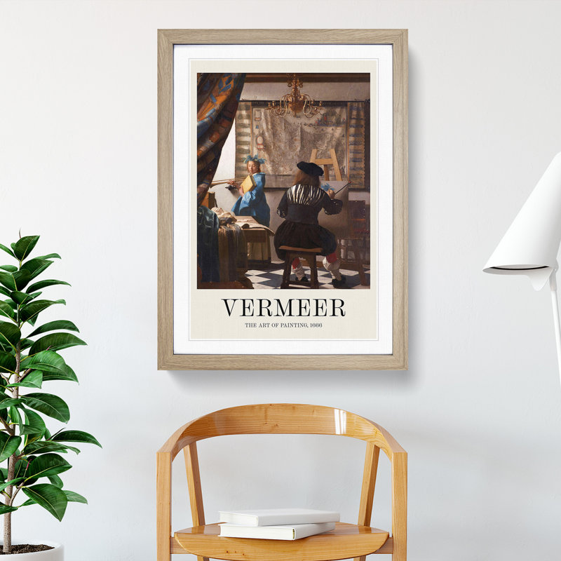 The Art of Painting by Johannes Vermeer - Picture Frame Painting, Oak Framed, 65cm H x 48cm W x 2cm D