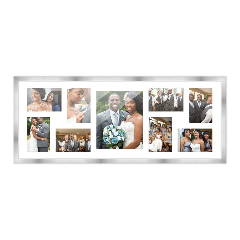 Cadre en bois, Argent / blanc