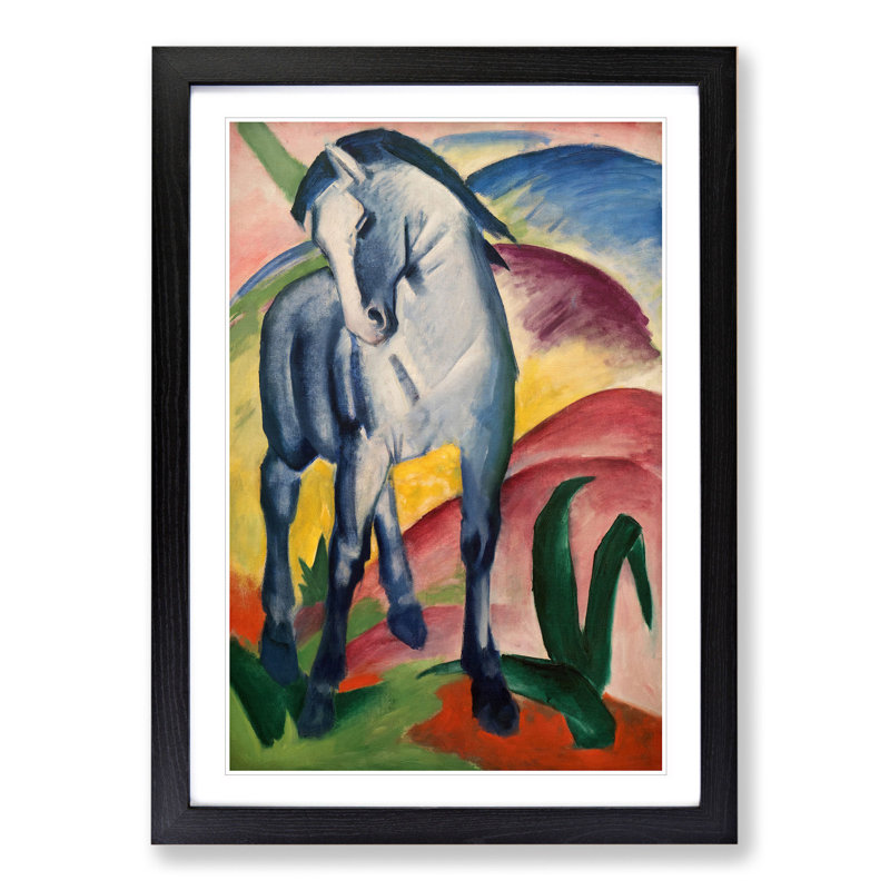 Blue Horse Vol.1 by Franz Marc - Picture Frame Graphic Art, 65cm H x 48cm W x 2cm D, Black