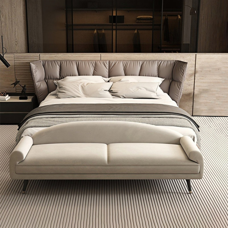 Banc rembourré Oriental Charm, H 21,65 po x l 59,05 po x P 19,68 po, Beige