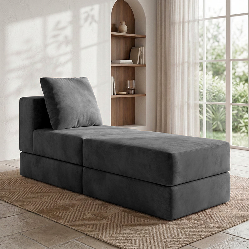 Canapé modulaire en velours 26,7 po Boneless, Gris