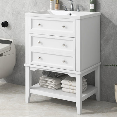 Meuble-lavabo simple 18 po avec plateau en céramique Laronde