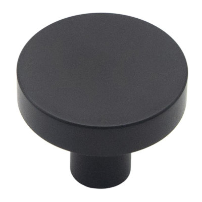 Heritage Designs Crew Round Knob - 1-3/16 " Diameter Cabinet Knob Matte Black - Contemporary Hardware for Drawers & Cabinets